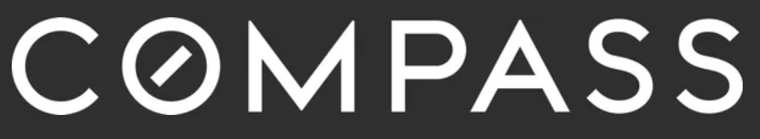 Logo of the word 'COMPASS' with a stylized compass icon in place of the letter 'O' on a black background.