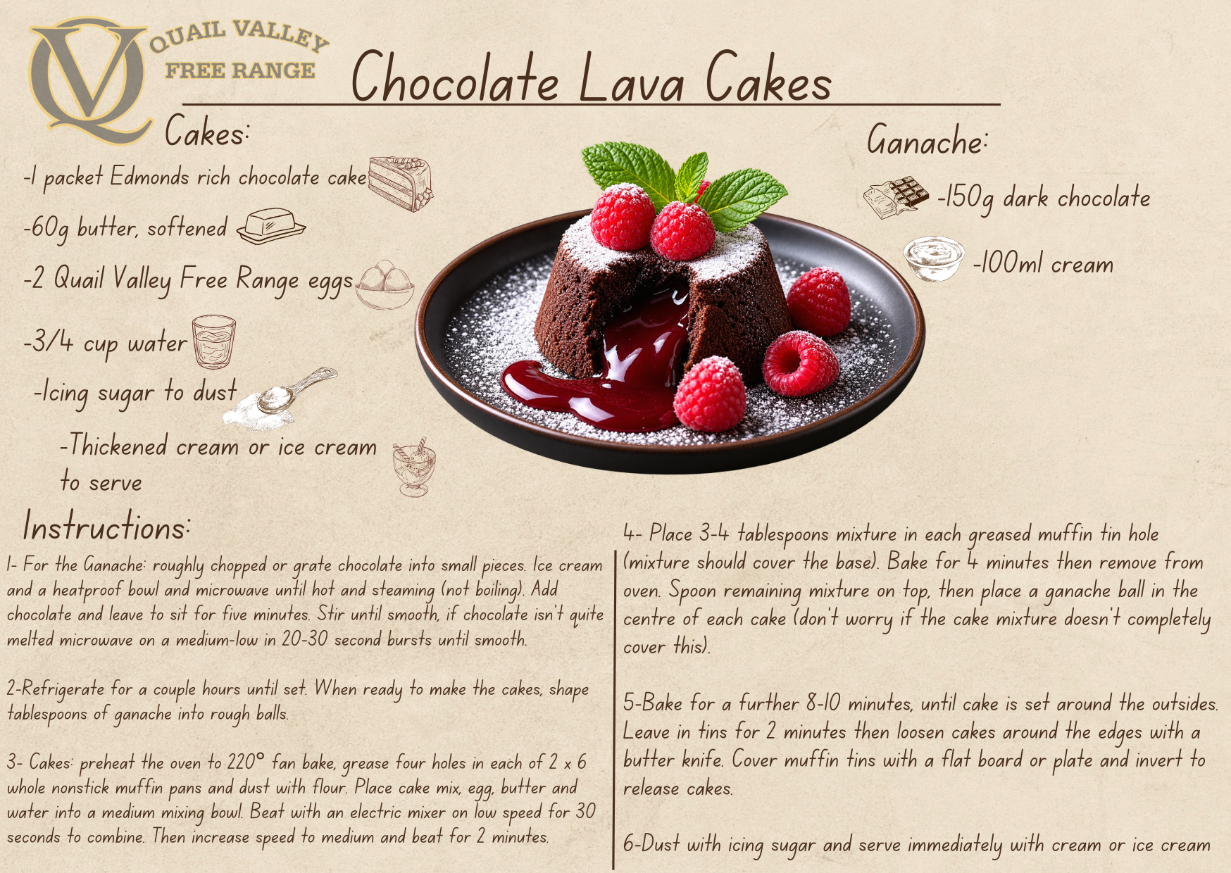 Chocolate Lava Cakes - Recipe by Ewing Poultry
