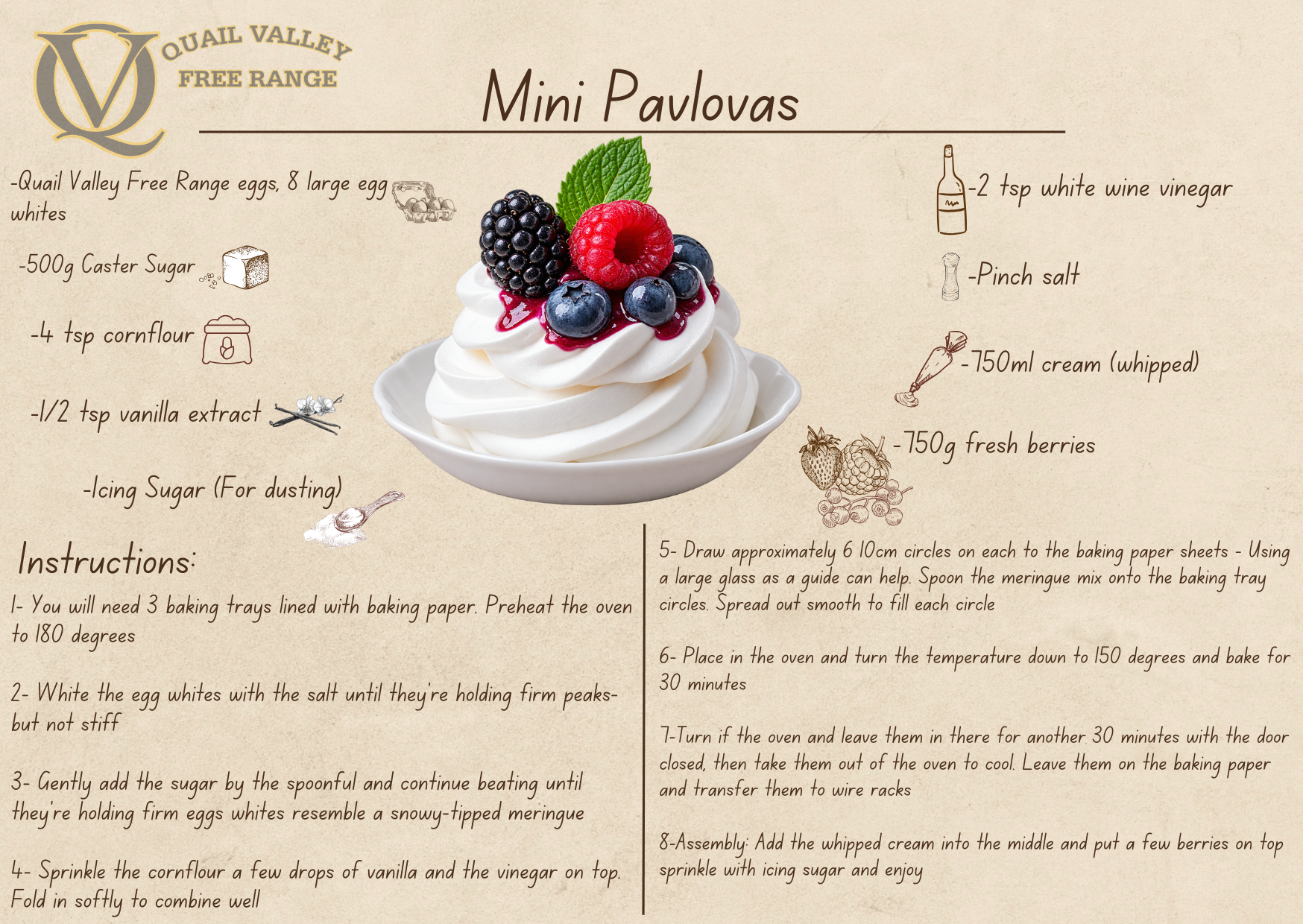 Mini Pavlovas - Recipe by Ewing Poultry
