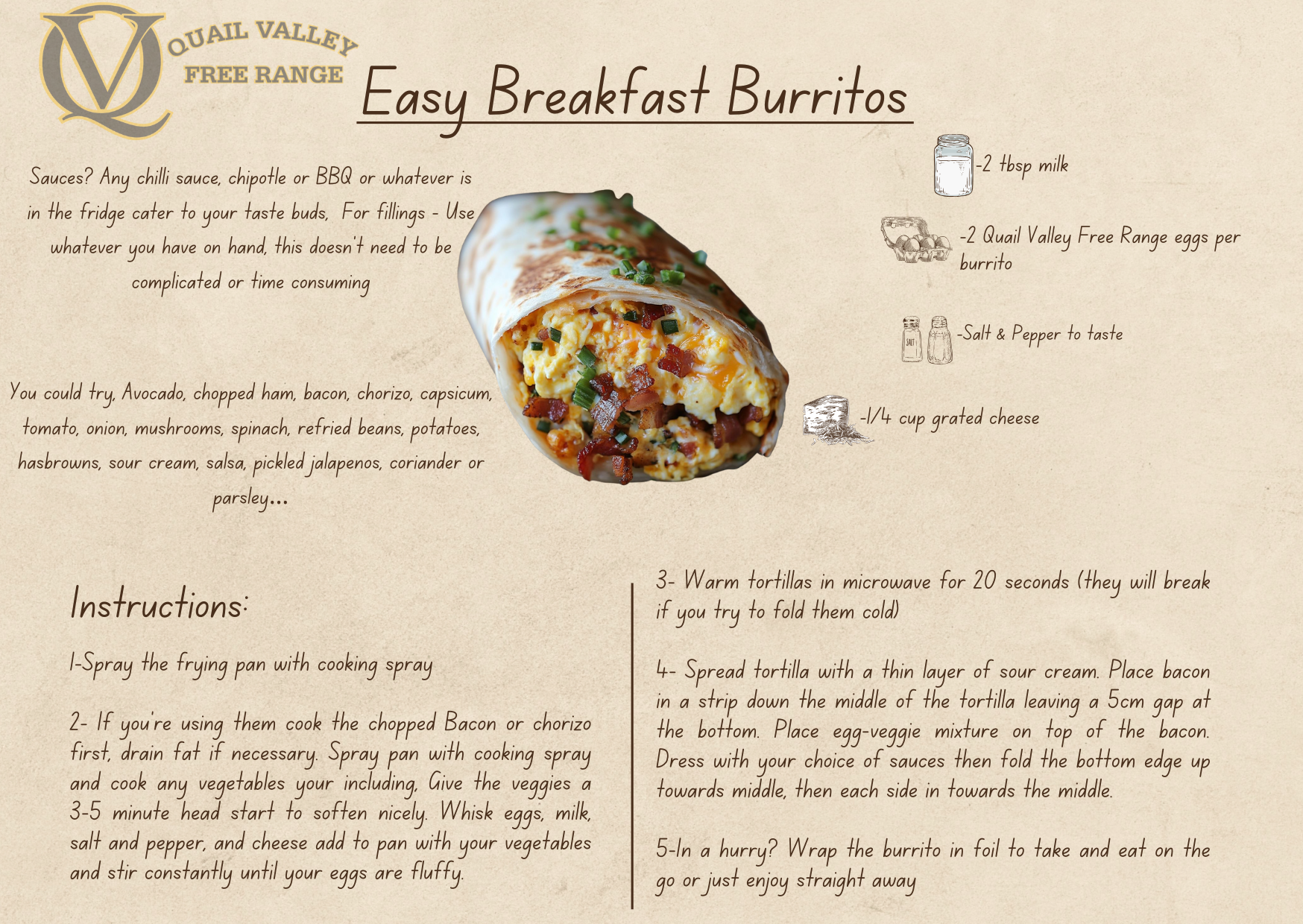 Easy Breakfast Burritos - Recipe by Ewing Poultry