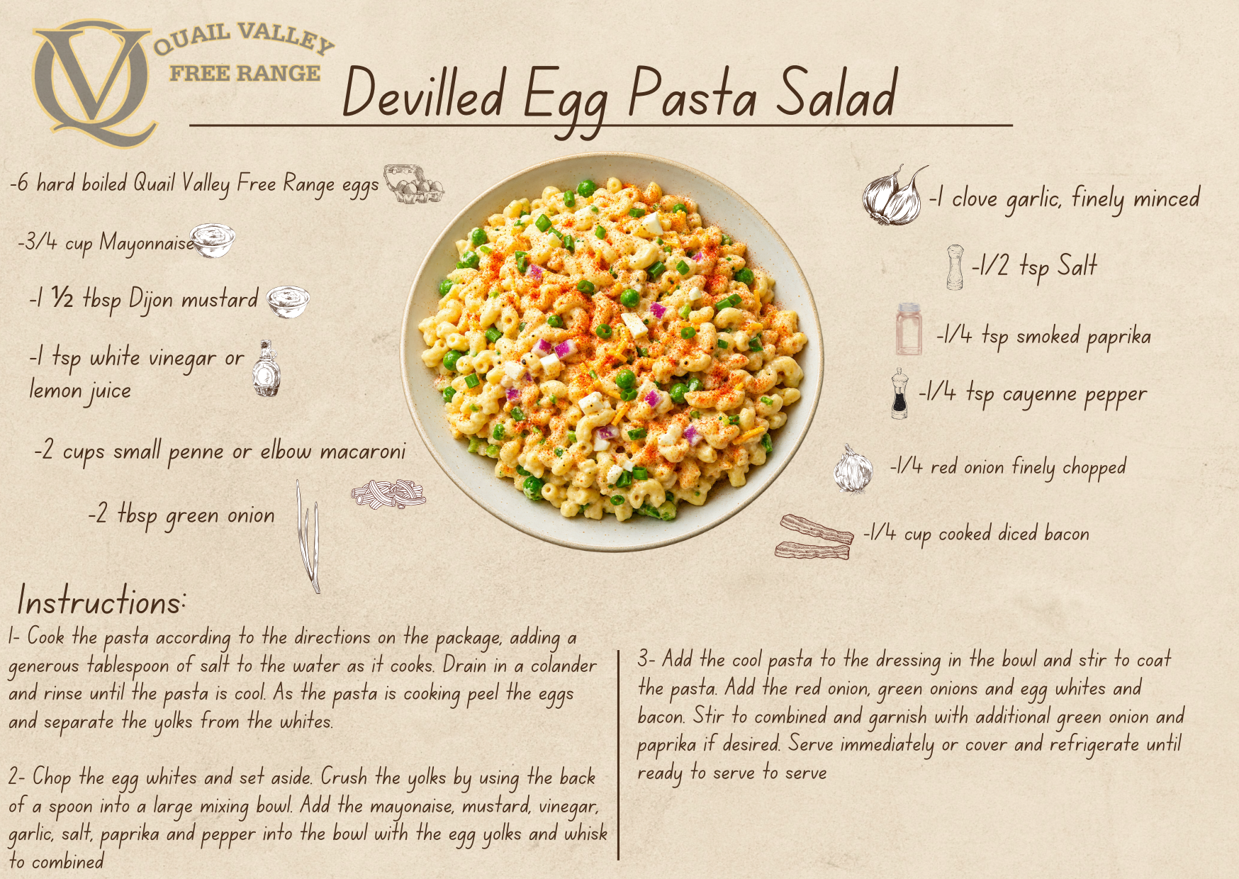 Devilled Egg Pasta Salad - Recipe by Ewing Poultry