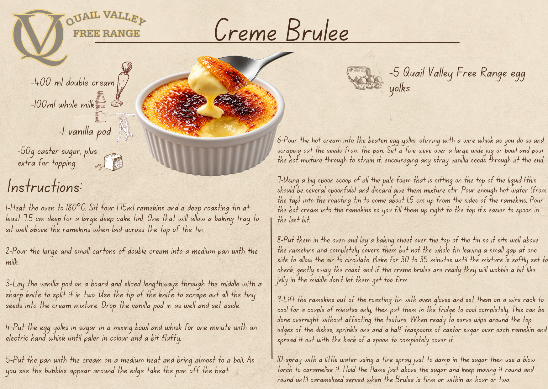 Creme Brûlée - Recipe by Ewing Poultry