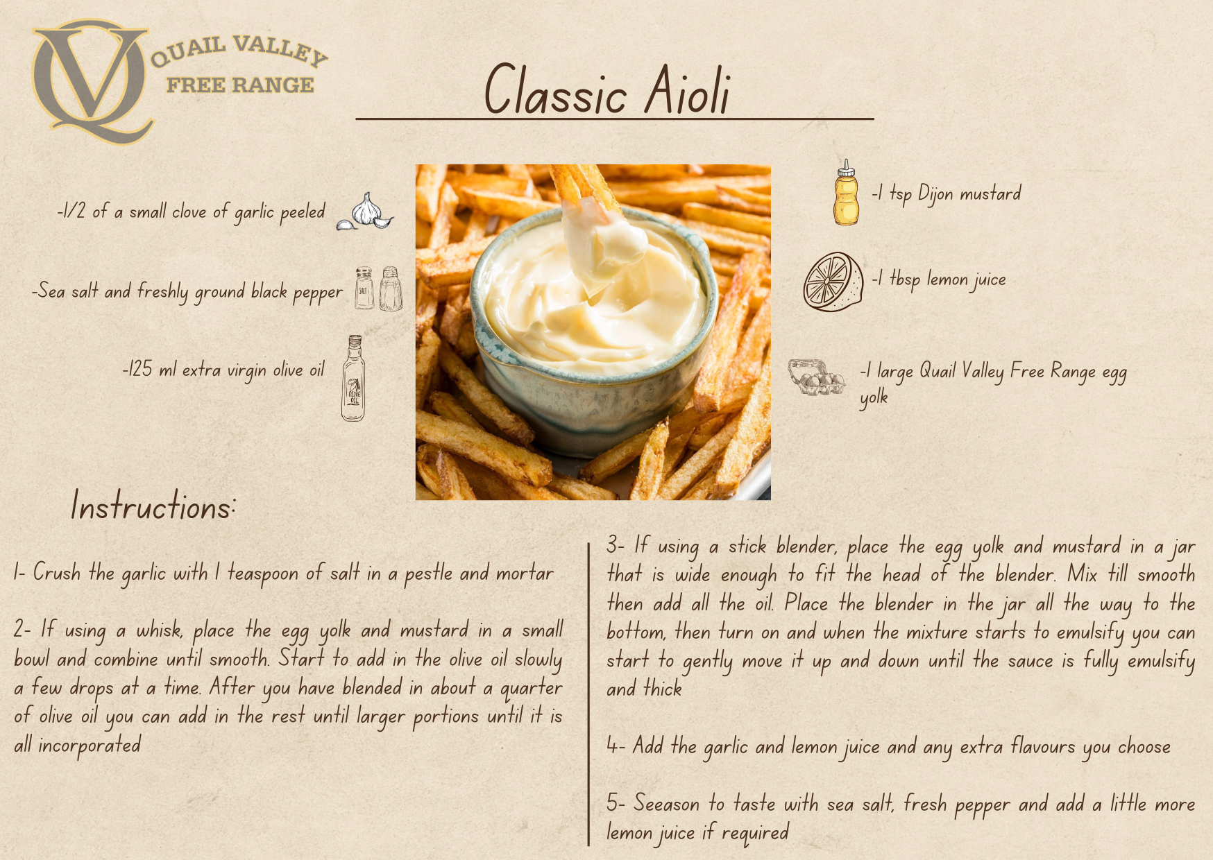 Classic Aioli - Recipe by Ewing Poultry
