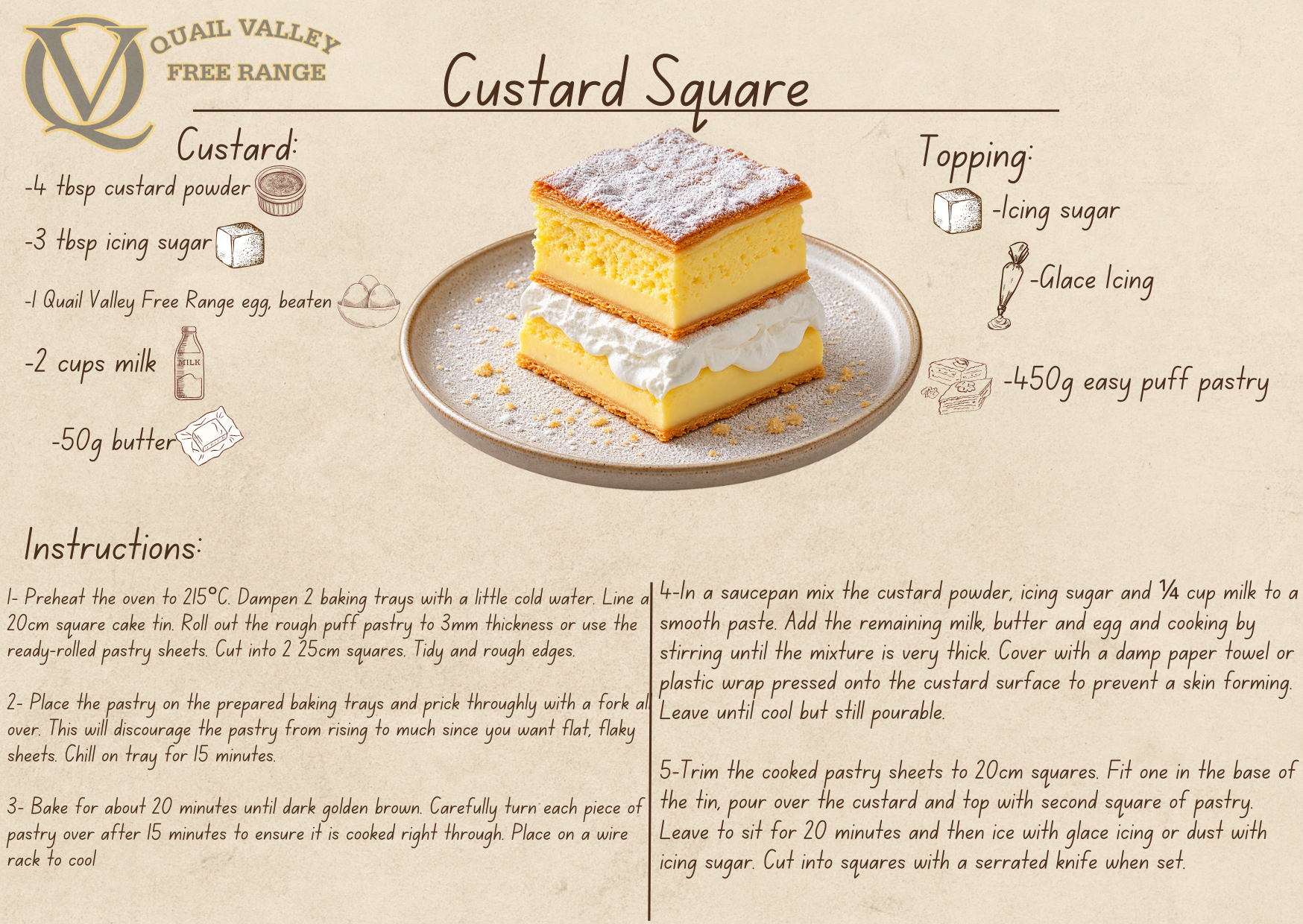 Custard Square - Recipe by Ewing Poultry