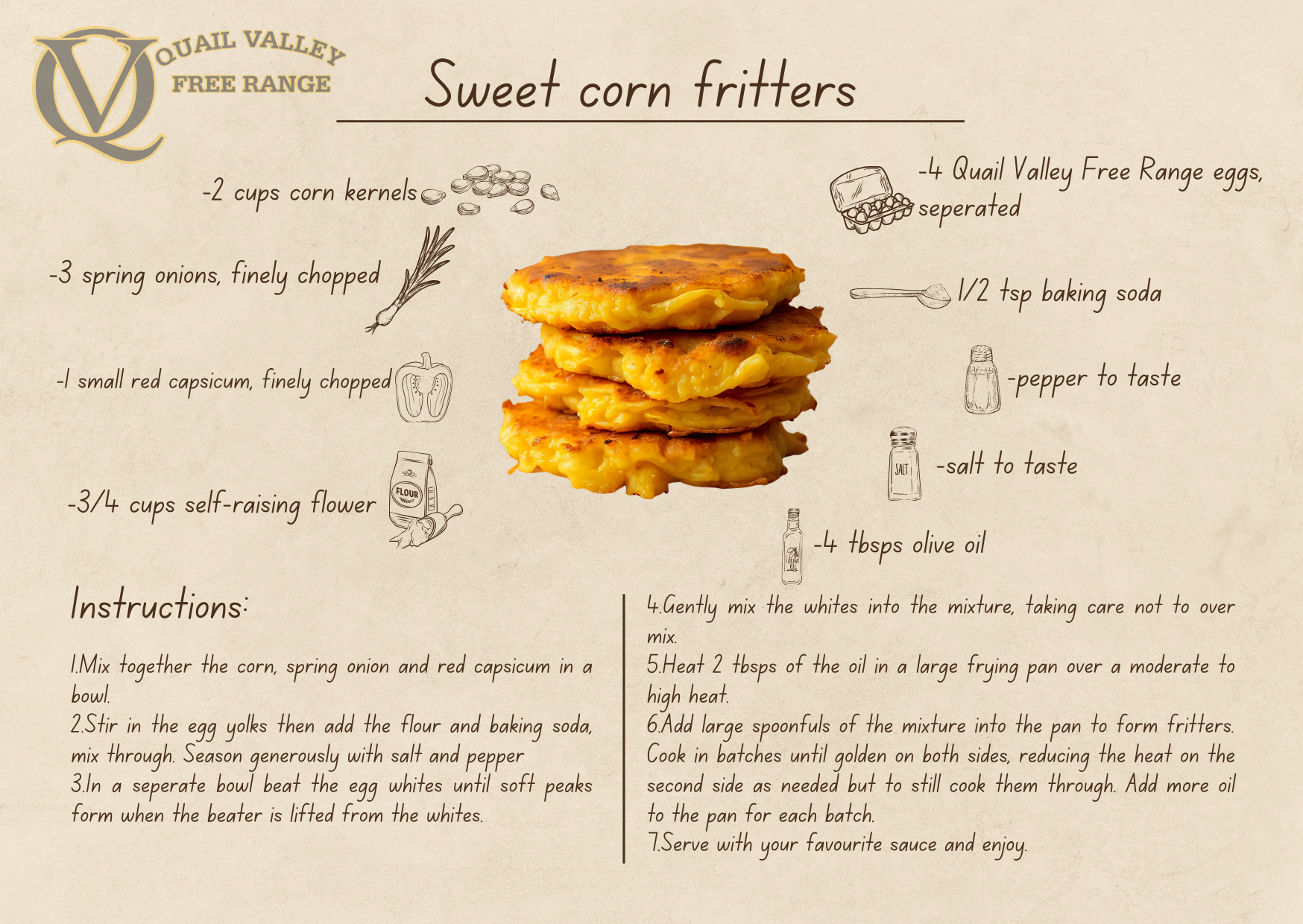 Sweet Corn Fritters - Recipe by Ewing Poultry