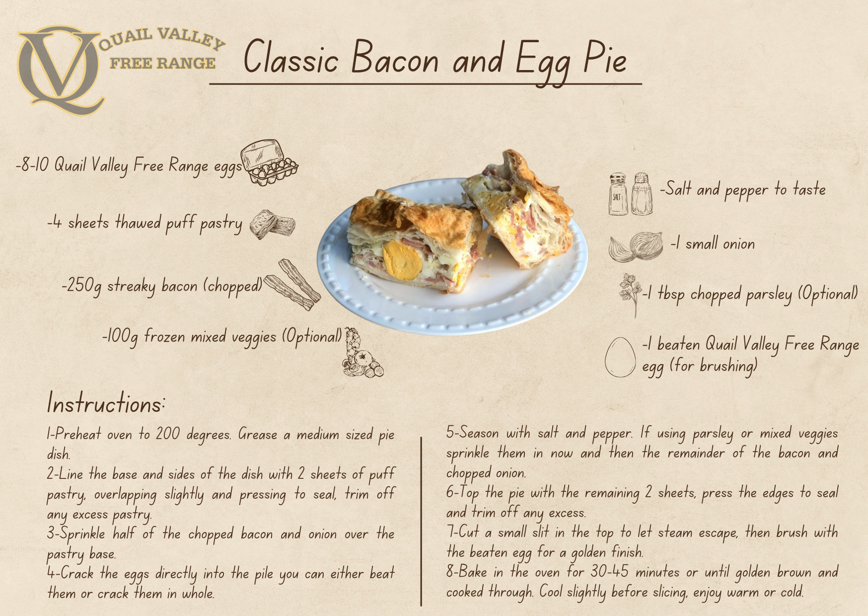 Classic Bacon and Egg Pie - Recipe by Ewing Poultry