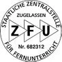 Luftverkehrs-Logo der Flugsicherung, ZFU, mit runder Umrandung, Deutschen Bundeszentrale, Zertifizierungsnummer 683212.