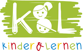 Kindergeschriebenes Logo mit den Buchstaben 'K' und 'L', und darunter der Schriftzug 'kinder & lernen' in bunten Buchstaben.
