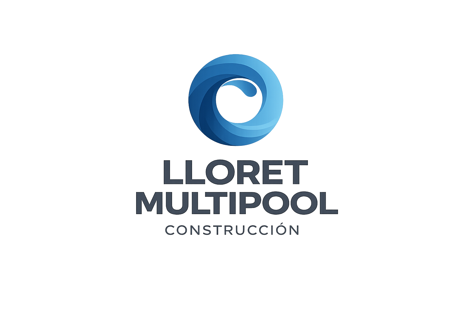 Logo of Lloret Multipool Construction featuring a stylized blue swirl and the company name in dark blue text.