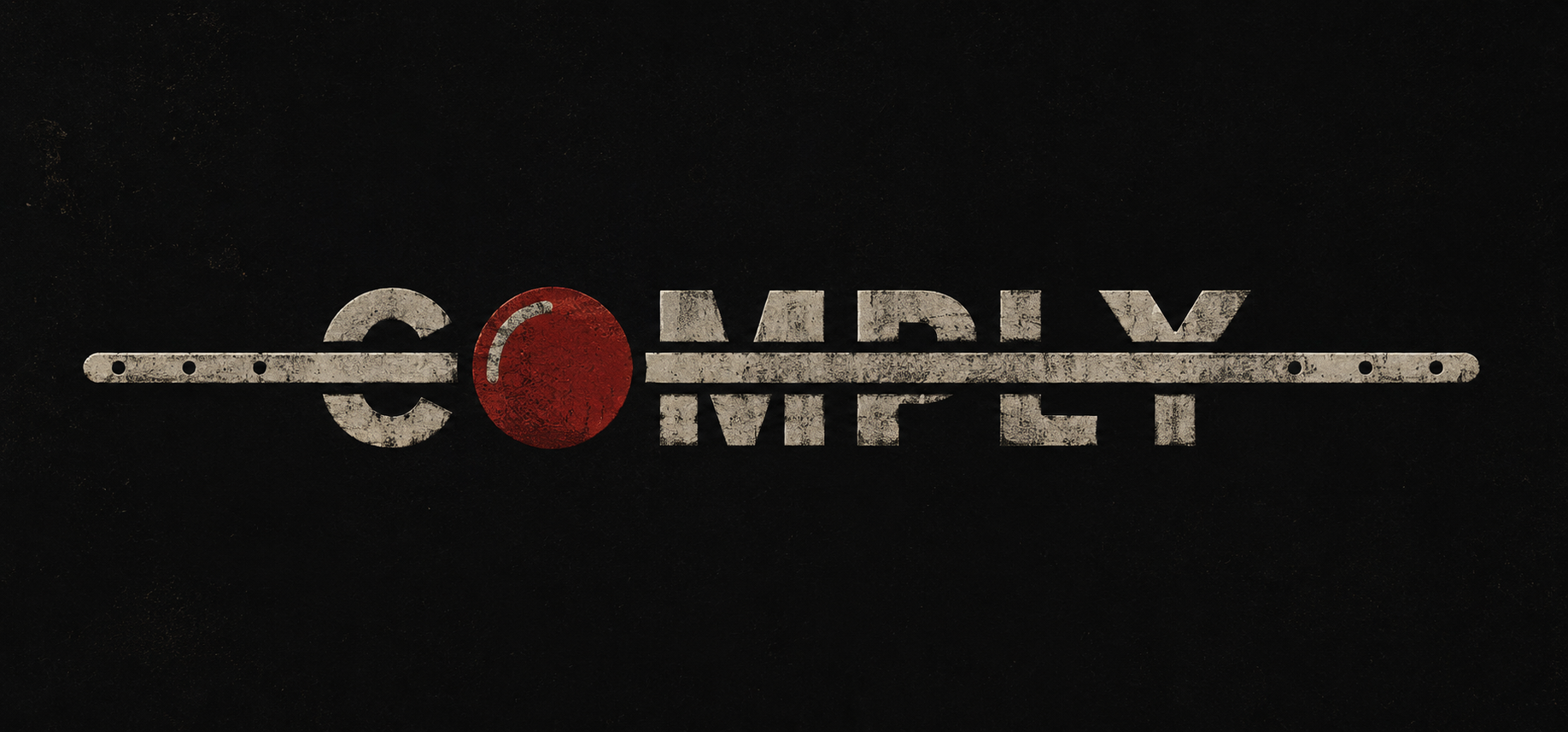 A dark background with the text "Call of Duty" made of metallic, distressed letters, with a red circle and a horizontal line crossing the circle and extending through the text.