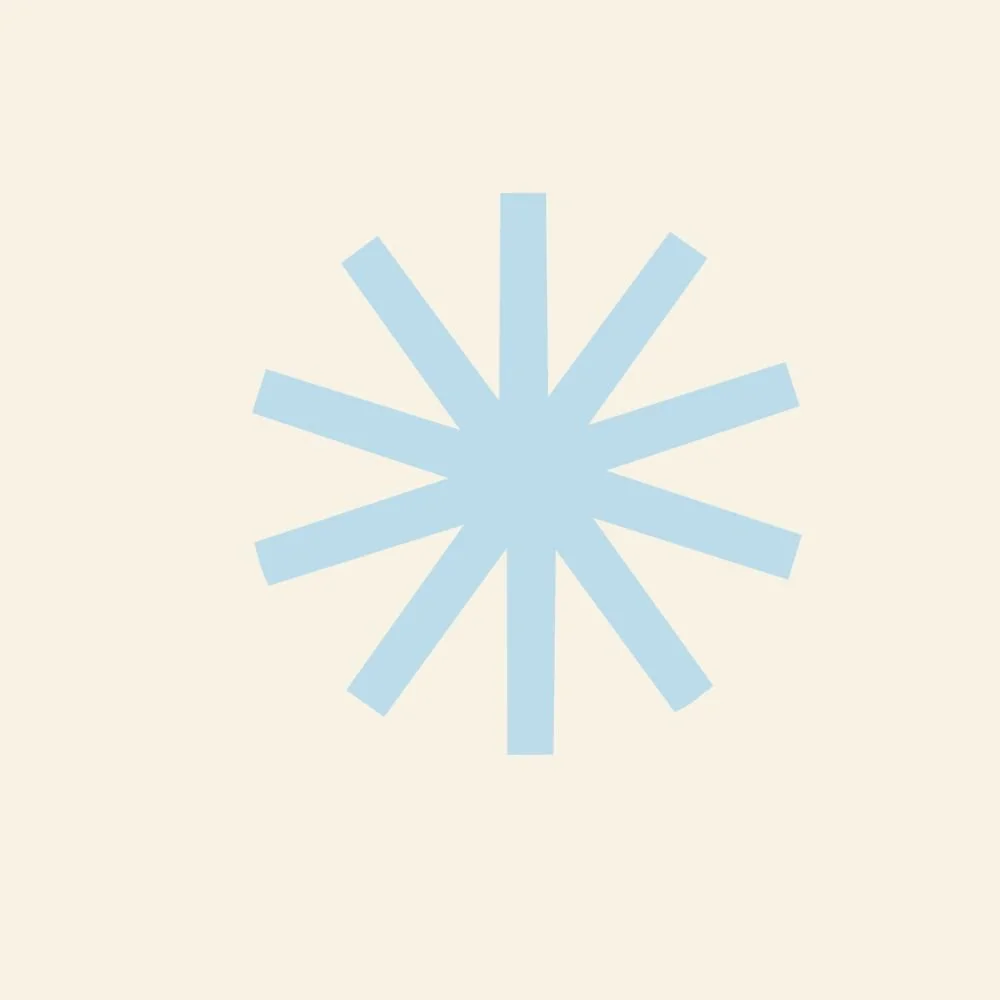 L'image montre un fond clair avec une étoile à huit branches bleue en son centre.