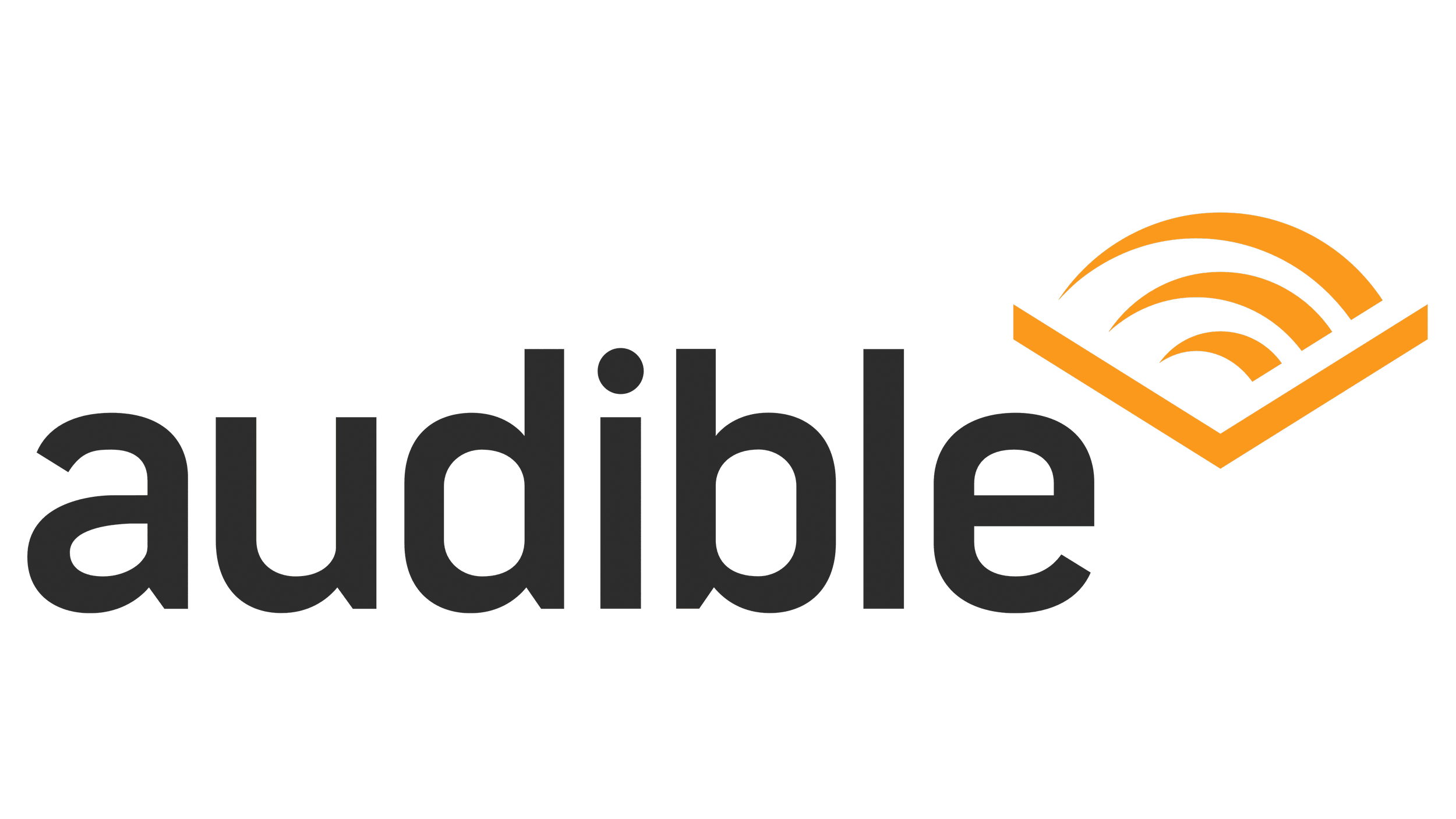 Netflix logo with the word 'audible' in black letters and an orange audiobook symbol to the right.