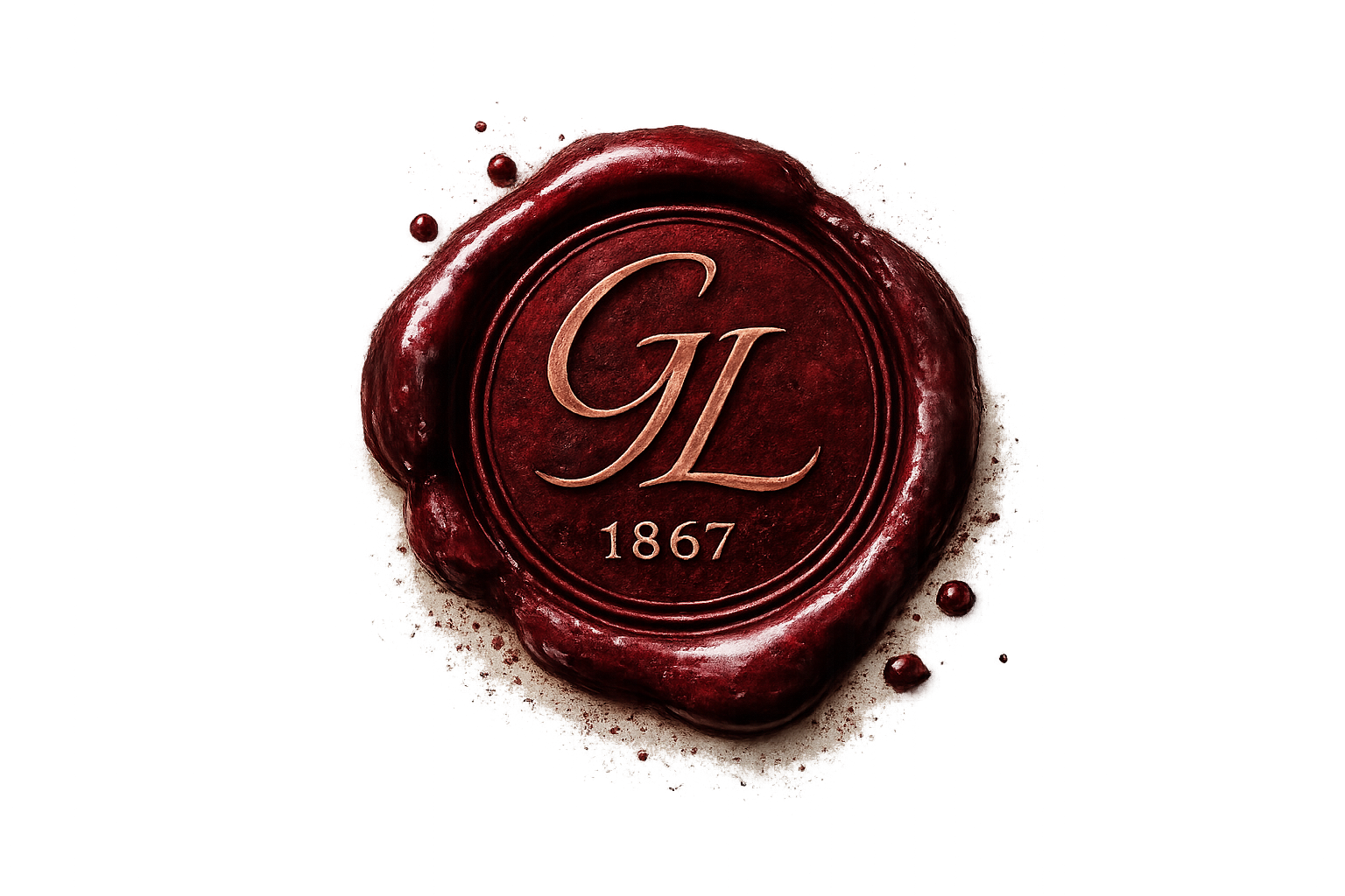 A red wax seal with the letters 'GL' and the year '1867' inscribed in the center.