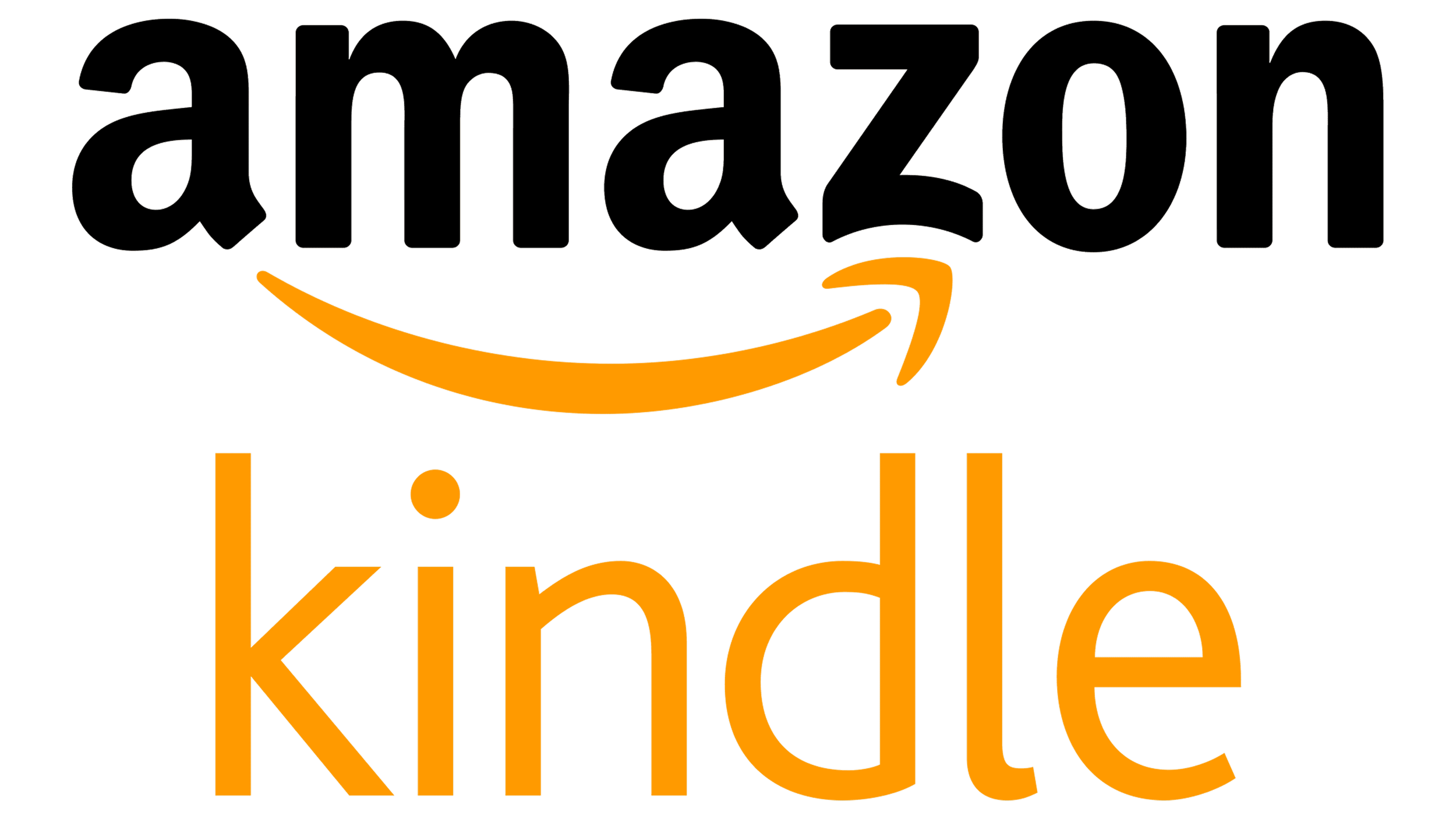Amazon logo with orange smile arrow and the word 'kindle' in orange underneath.
