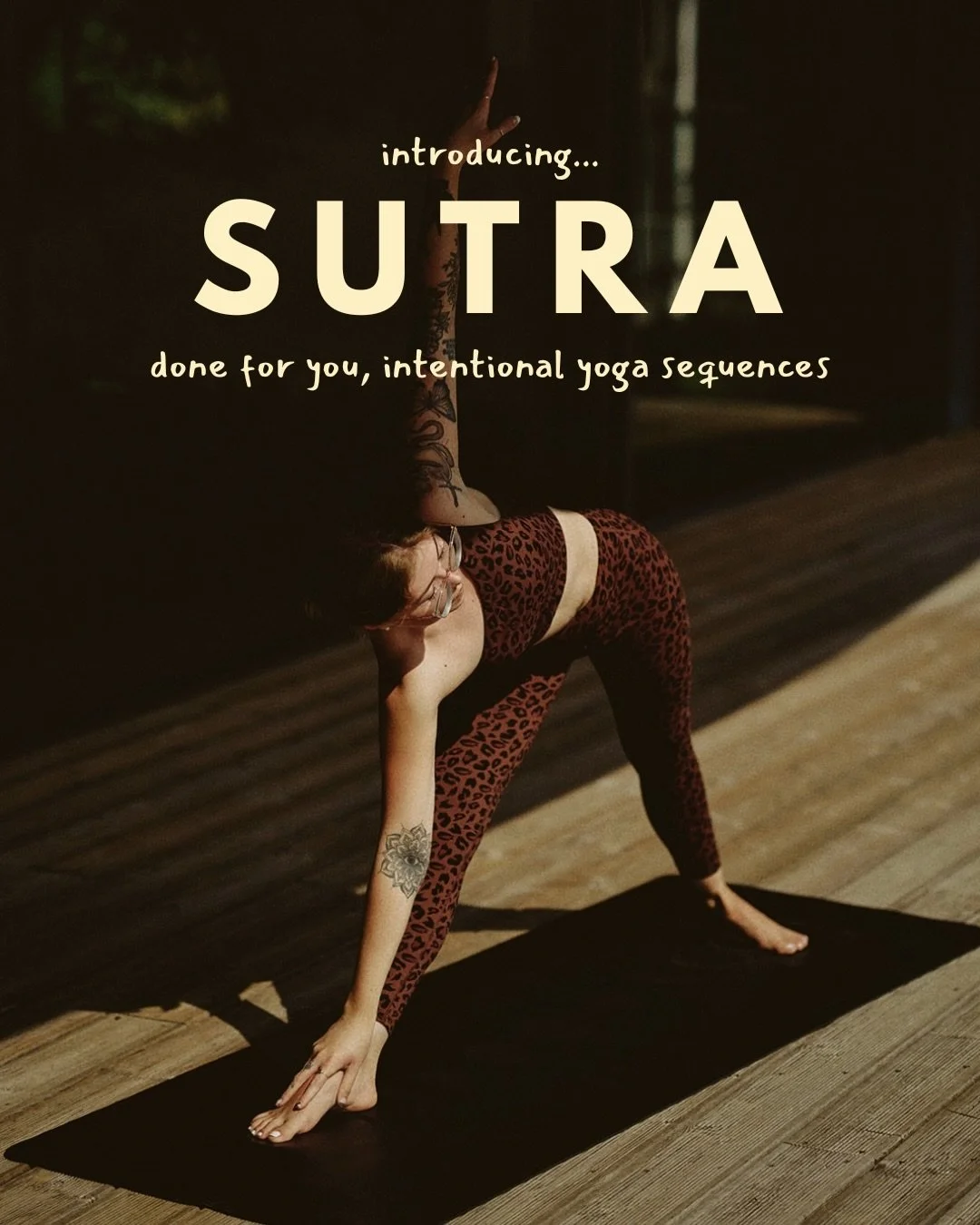 Sutra is Sanskrit for thread.

It&rsquo;s a nod to the Yoga Sutras - a foundational text of yoga philosophy that every teacher can return to for clarity, depth, and guidance beyond the physical practice. ✨

It&rsquo;s also a reference to my favourite