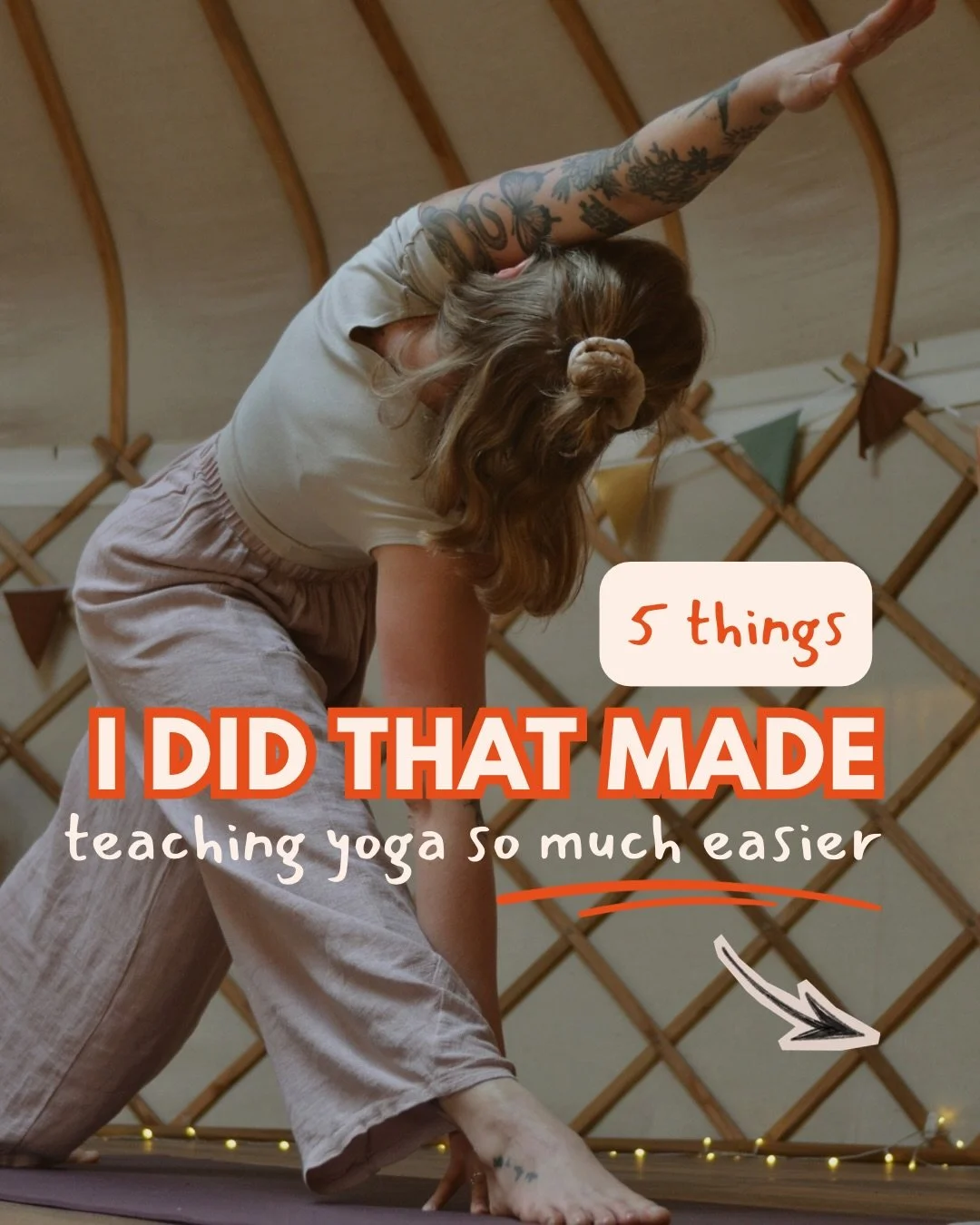 5 things I did that made teaching yoga a lotttt less complicated 👇🏼🧡 

1 - I teach 10 classes a week &amp; used to sequence every class differently, now I write 1 sequence &amp; teach variations of that throughout the week! My eagle vinyasa became