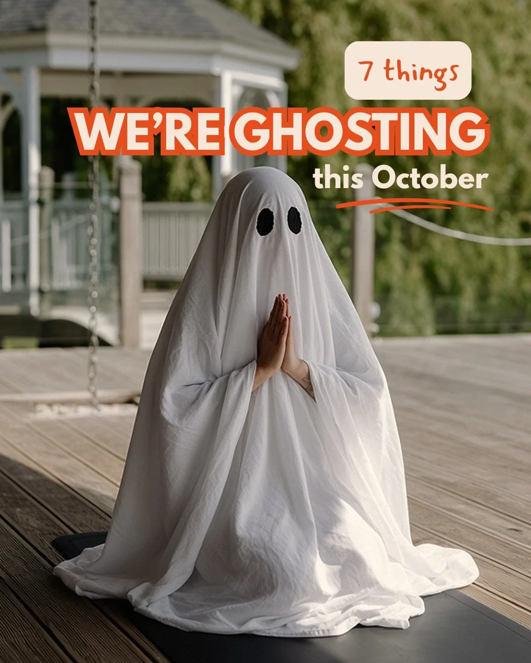 7 things we&rsquo;re ghosting this October (yoga teacher edition) 👻 🎃 🧘🏼&zwj;♀️ 

- cue vomiting at 100mph 
- random, &lsquo;creative&rsquo; flows 
- forcing a peak pose without prepping 
- spending your weekend planning your week
- less than 5 m