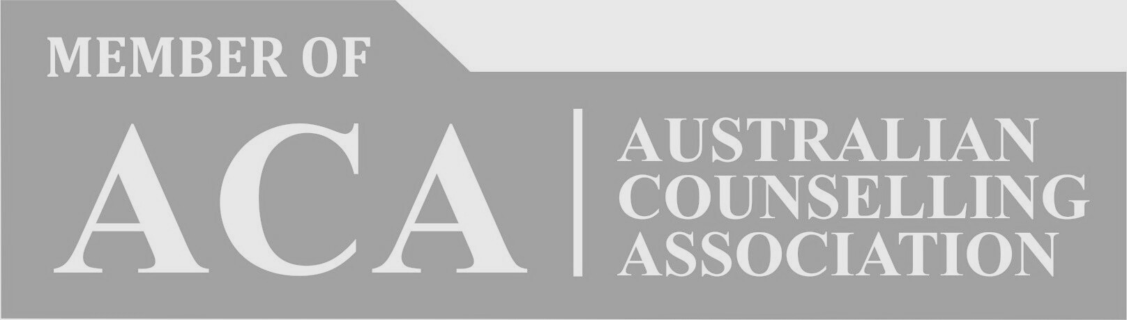 Gray banner displaying the text "Member of ACA Australian Counselling Association"