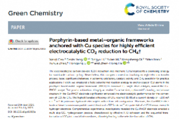 Porphyrin-based metal-organic frameworks anchored with Cu species for highly efficient electrocatalytic CO2 reduction to CH4