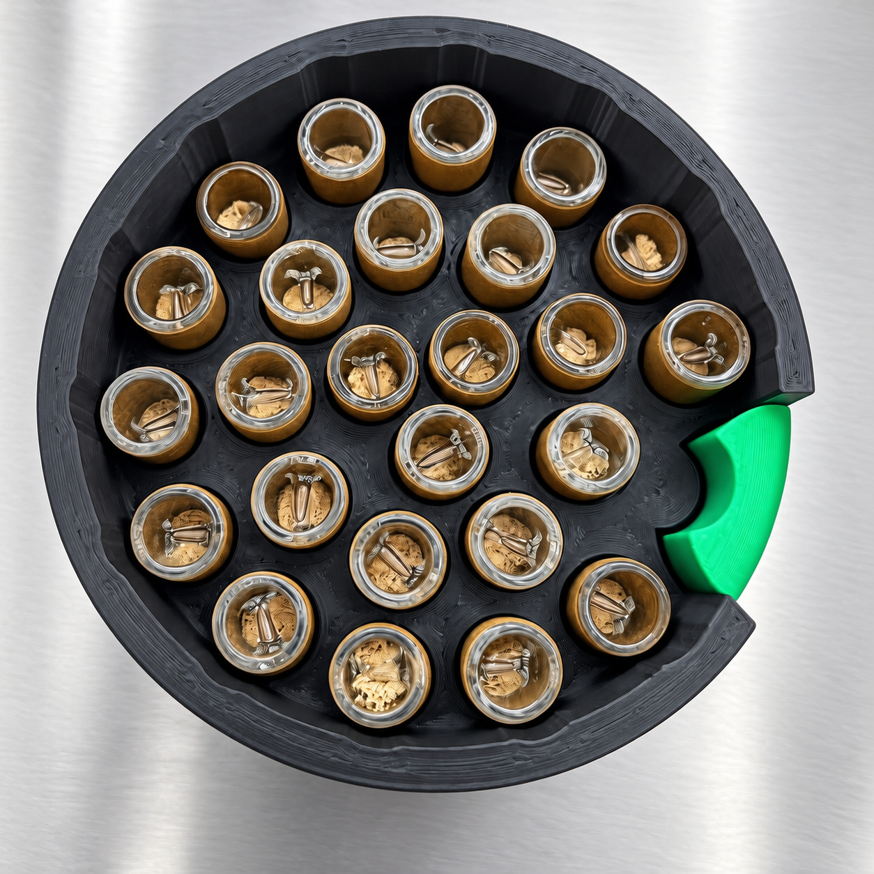 Hummingbird blunt pod filled with blunt tubes for commercial automated production
