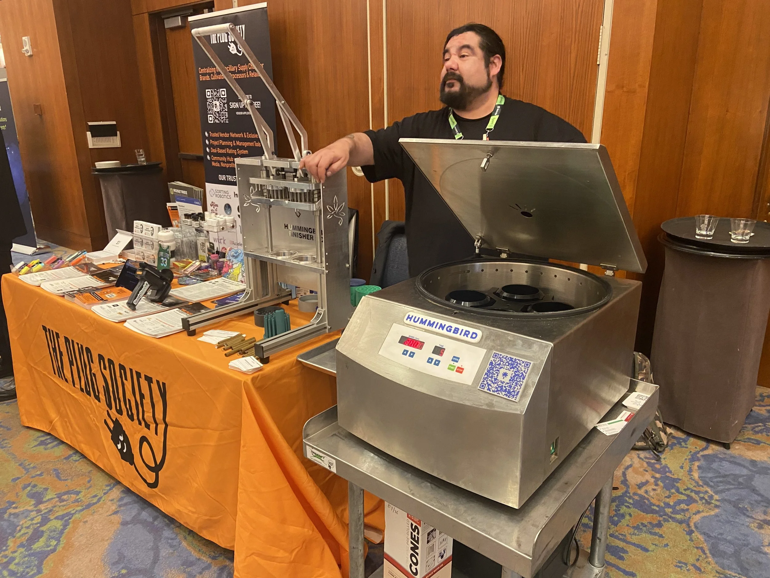Hummingbird demonstrating commercial preroll manufacturing equipment at IgniteIt in Jersey City, New Jersey