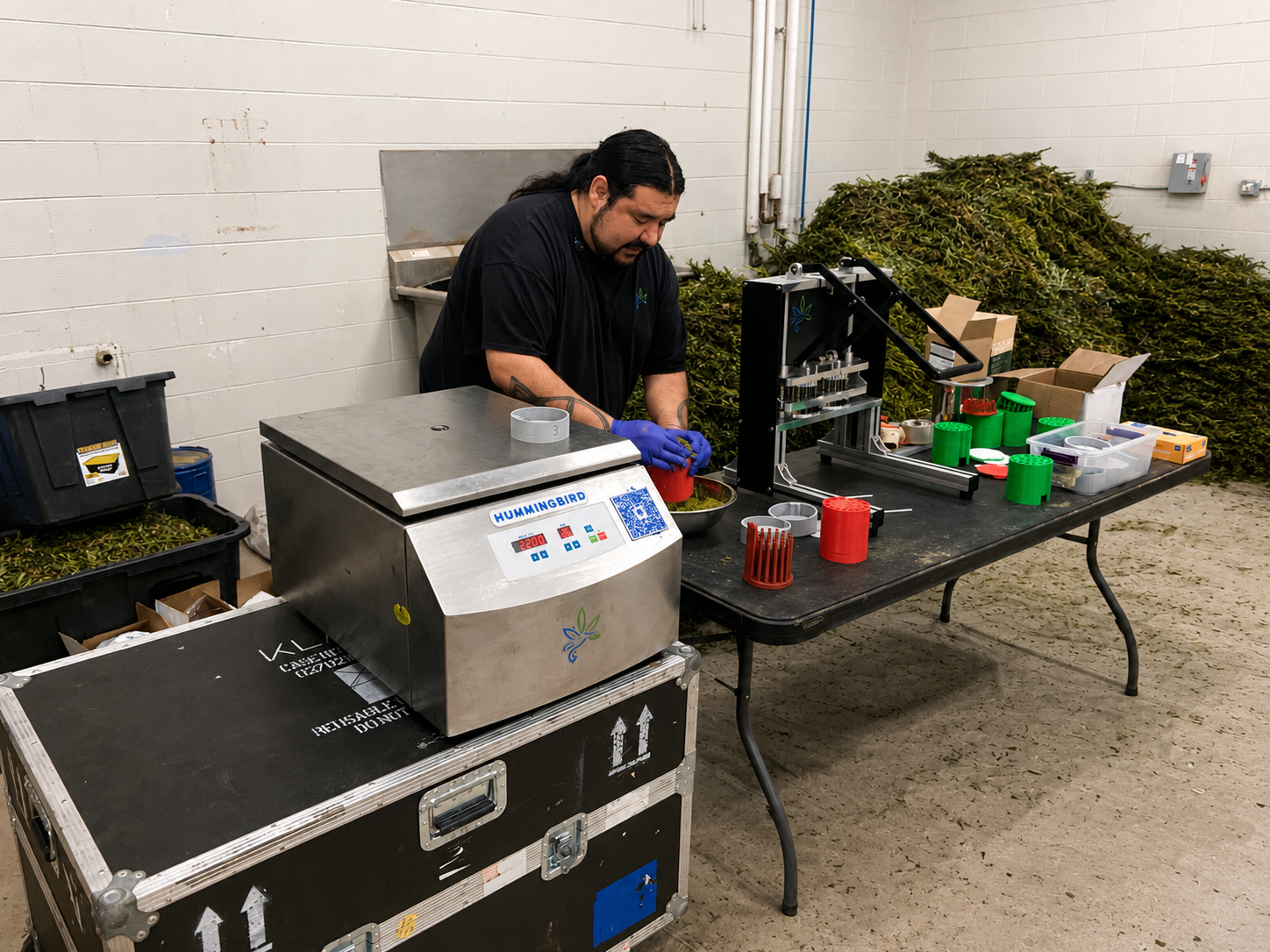 Hummingbird preroll machine production demo showing commercial preroll manufacturing and pod system operation