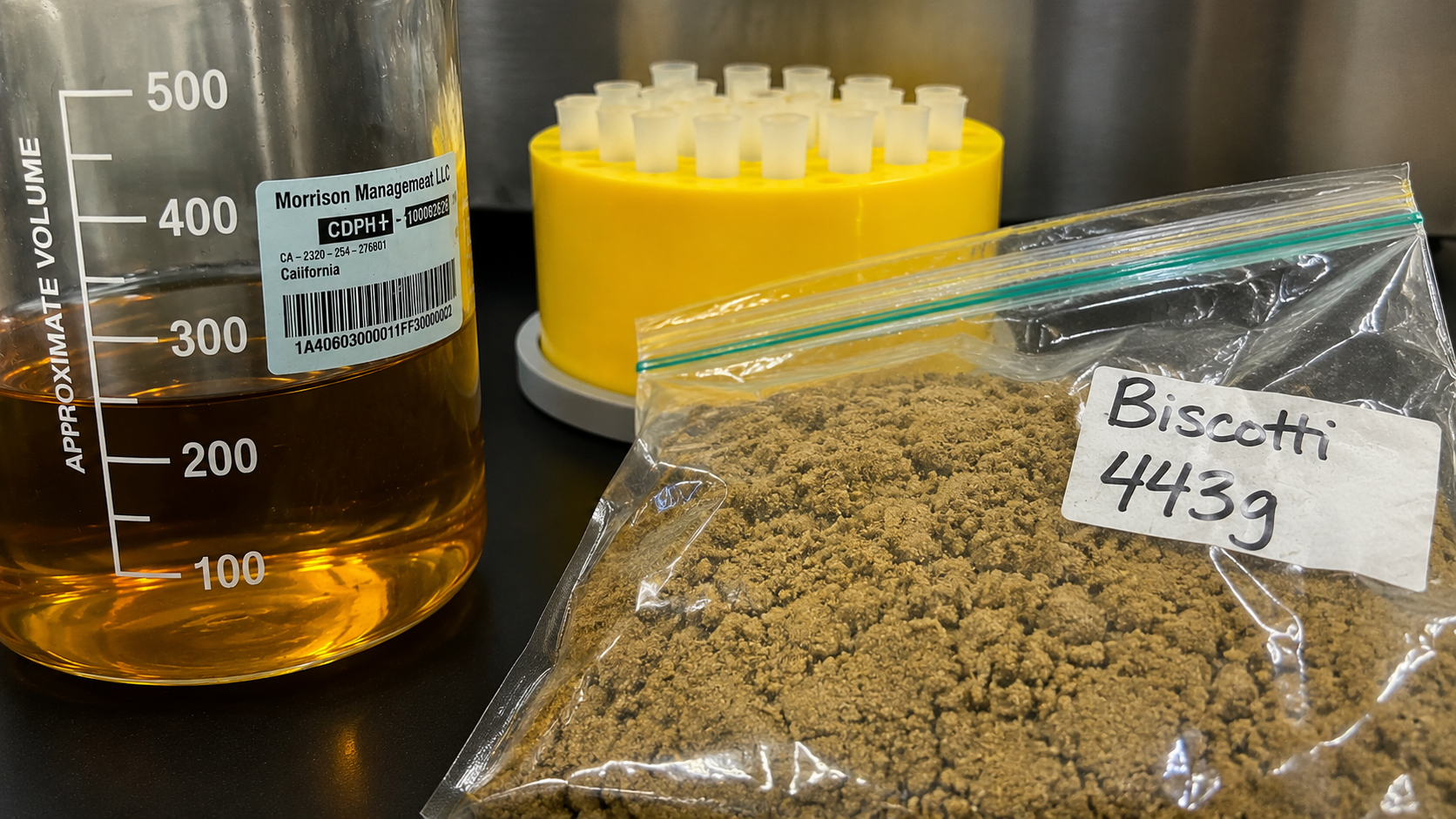 Oil and kief used in infused preroll production with Hummingbird equipment
