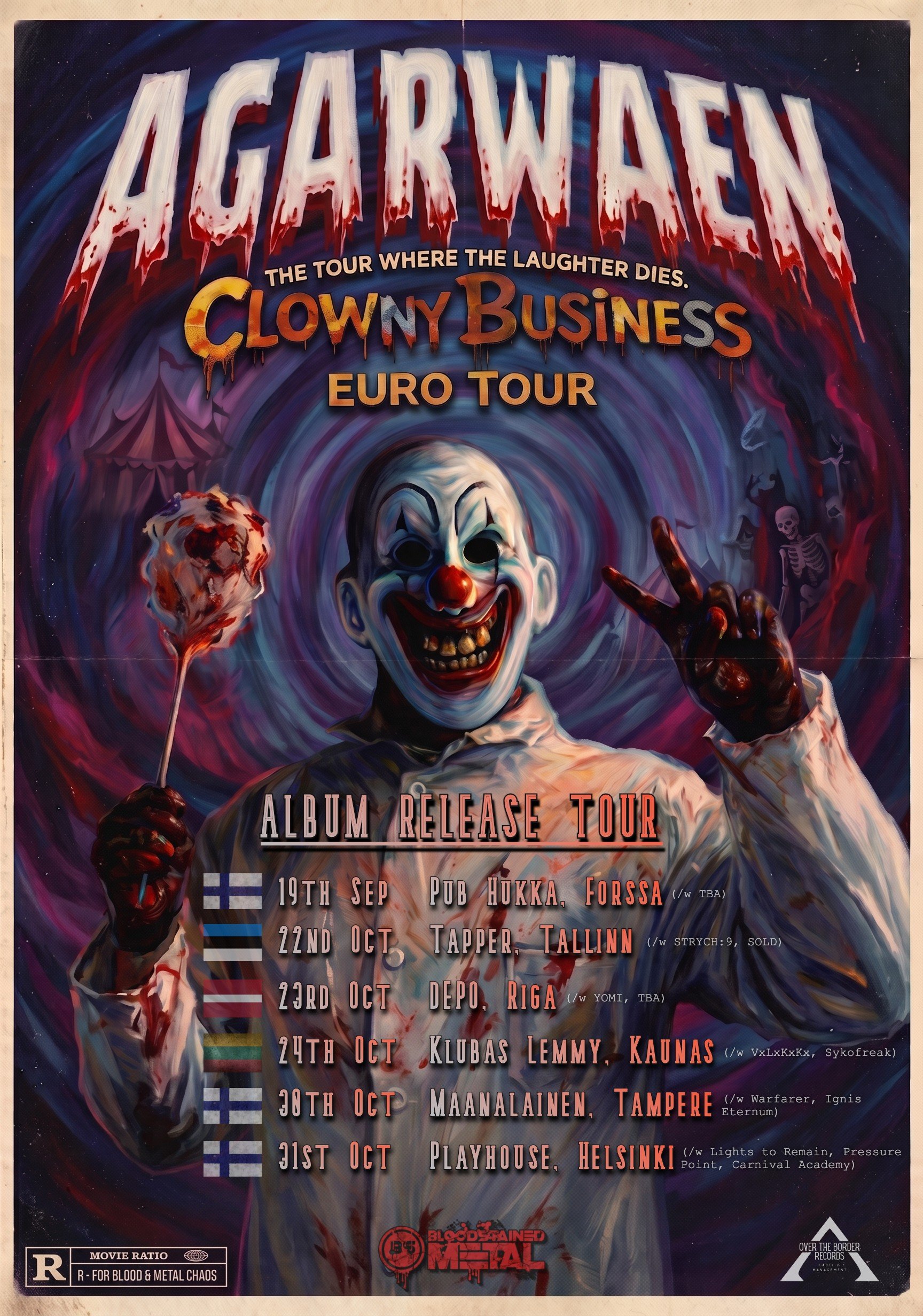 Finnish Extreme Metal Band AGARWAEN Announces European Tour Dates; Watch “Lobotomy” Live Video!