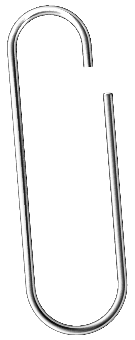 A large paperclip with a portion of a white blank card or paper attached.