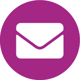 Email icon with white envelope in a purple circle.