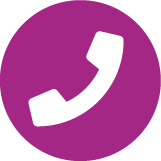 Purple circle with a white phone receiver icon inside