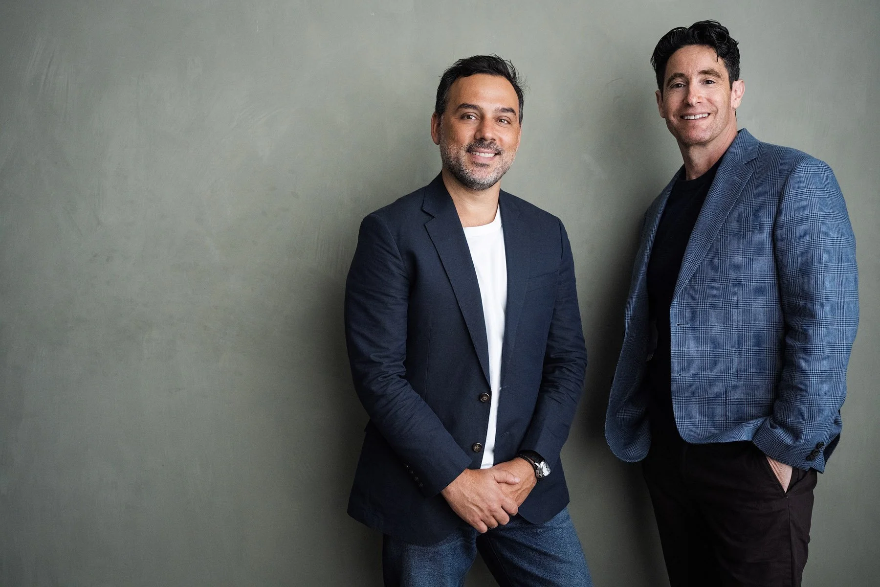 Michael Mastrangelo and Jonathan Saul standing together against a studio backdrop