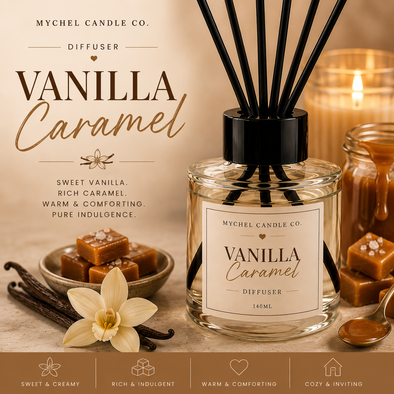 Vanilla Caramel Diffuser 140ml