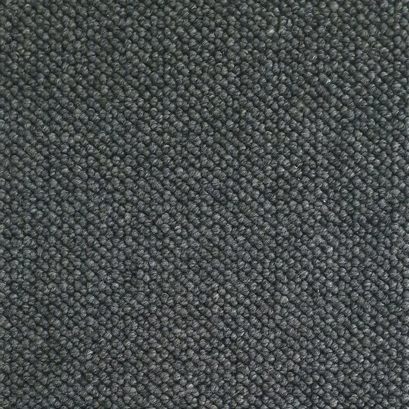 Close-up of a textured, dark gray or black woven fabric surface.