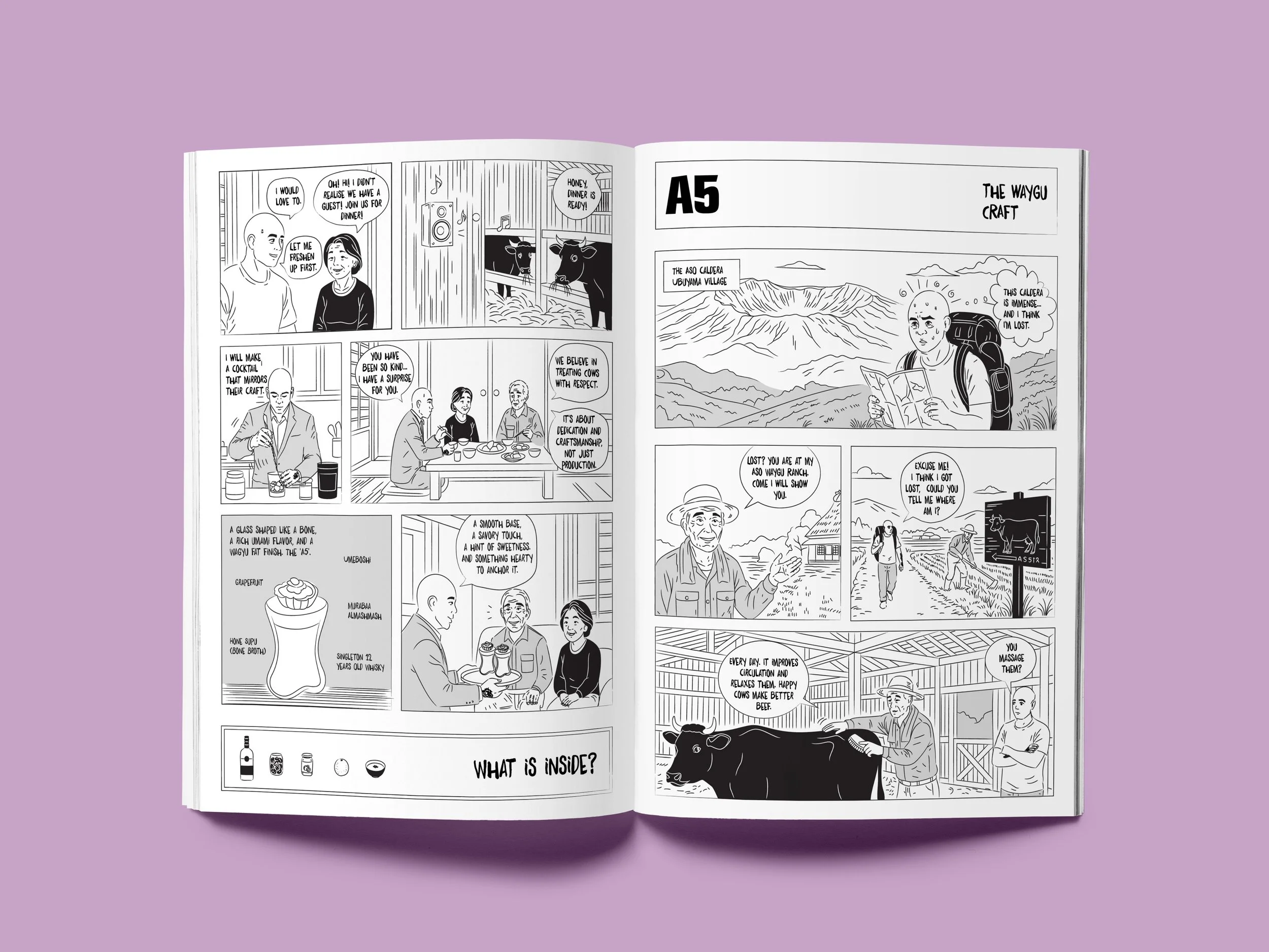 A cocktail menu was created for Library Bar in Abu Dhabi in the style of Japanese manga, combining storytelling with the cocktail experience. The menu features ten short stories inspired by the head bartender Ryan's journey through Japan…