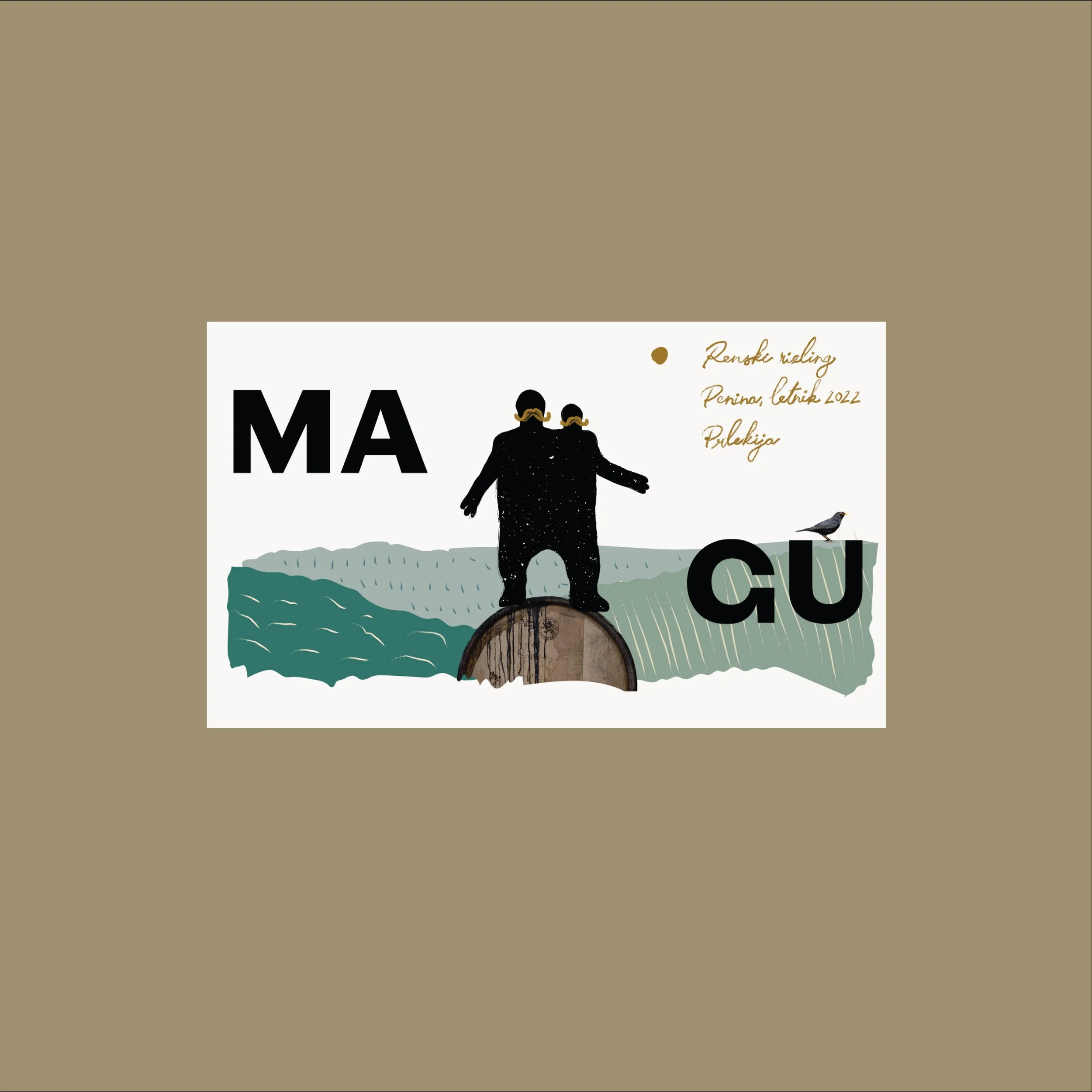 Magu sparkling wine label, a label was designed for two winemakers who are family-connected - one is a father, the other a father-in-law.…