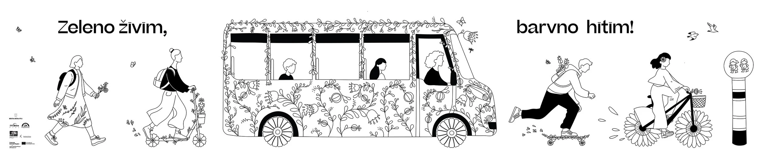 10m  long colouring sheet, "Safe to School, Travel Sustainably!" Communication campaign was developed as part of the CityWalk 2.0 Ptuj project to promote sustainable ways of travelling to school..