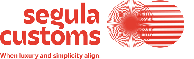 Segula Customs logo with red circular design and slogan 'When luxury and simplicity align.'