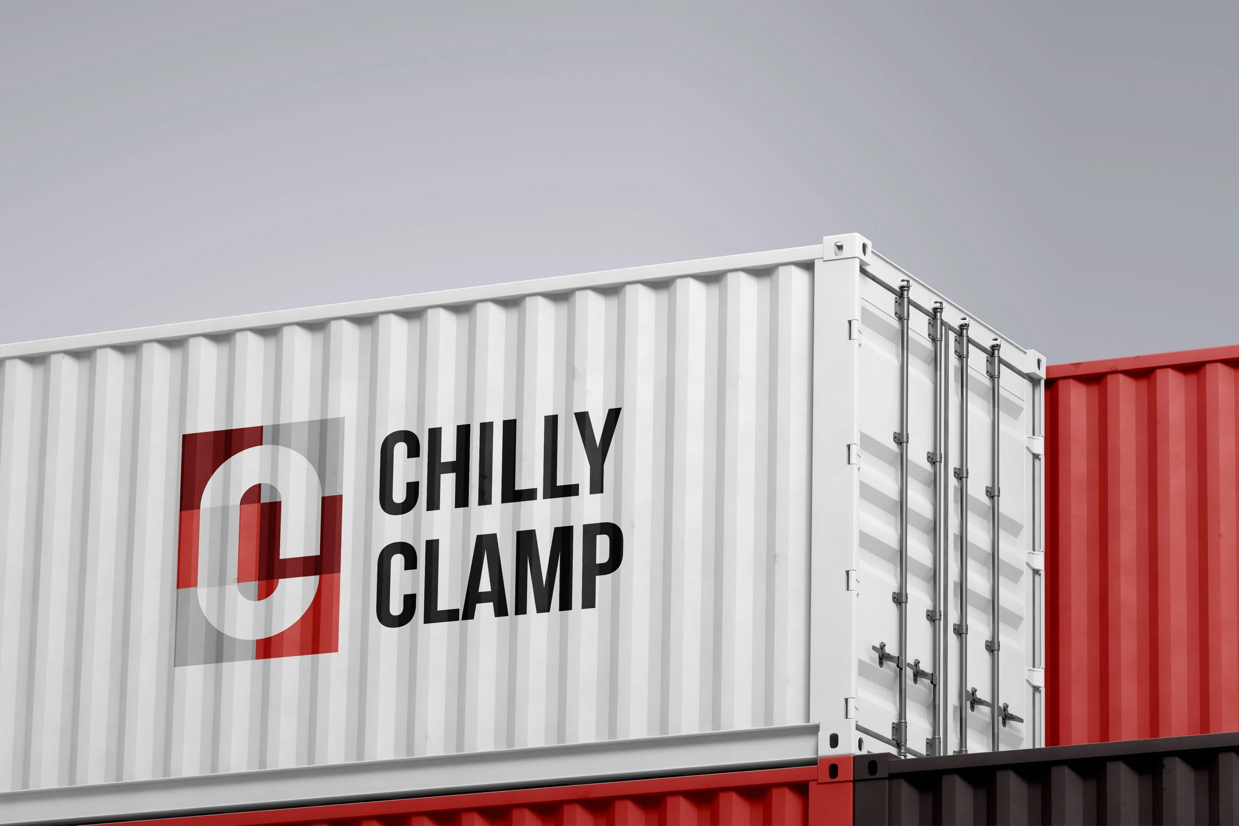 The interactive identity for Chilly Clamp is built around modularity, flexibility, and connection, reflecting the brand's core values of strength, stability, and versatility. The logo is created from modular elements of the P22 Blox typeface..