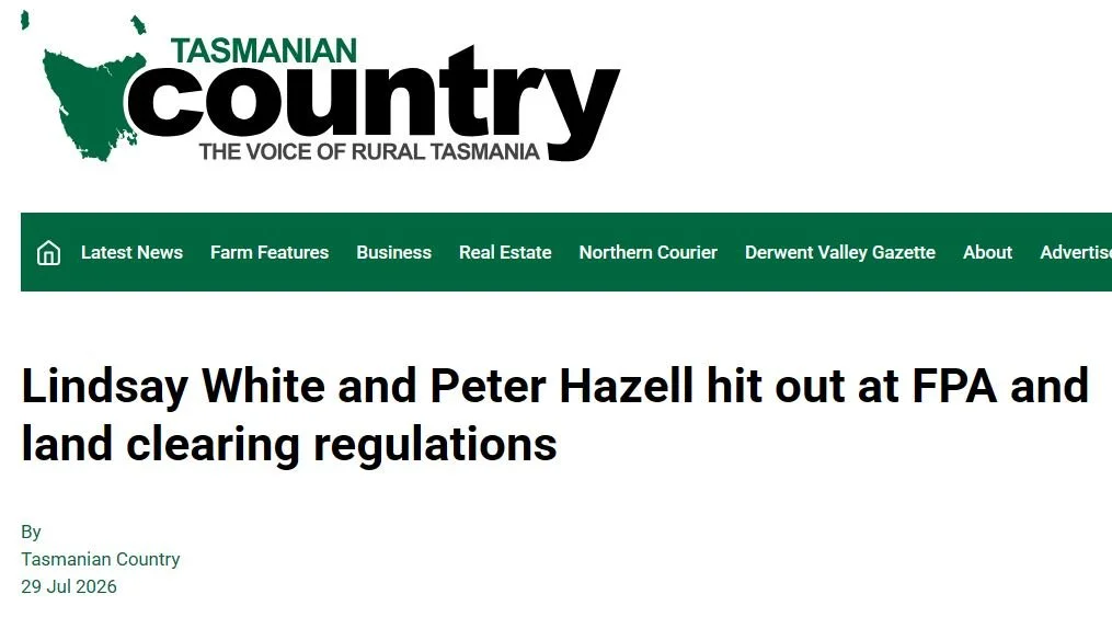 Lindsay White and Peter Hazell hit out at FPA and land clearing regulations