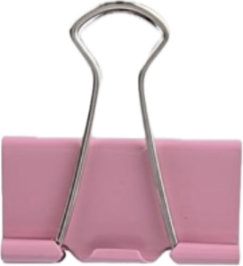 Pink binder clip attached to a pink folder with a black background.