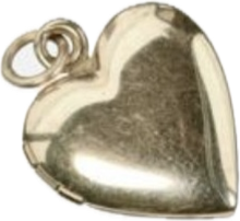 A shiny silver heart-shaped object.