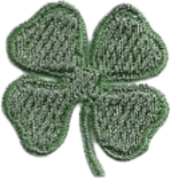 A green, textured four-leaf clover.