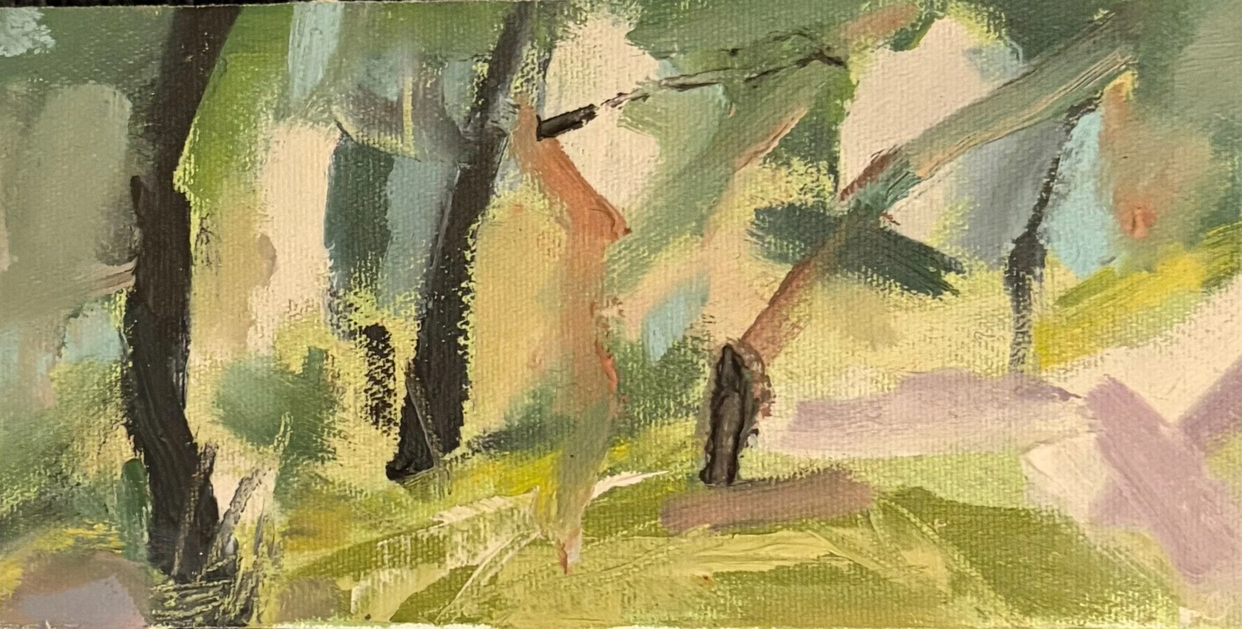 Trio of Trunks, oil on canvas, 8 x 16 (sold)