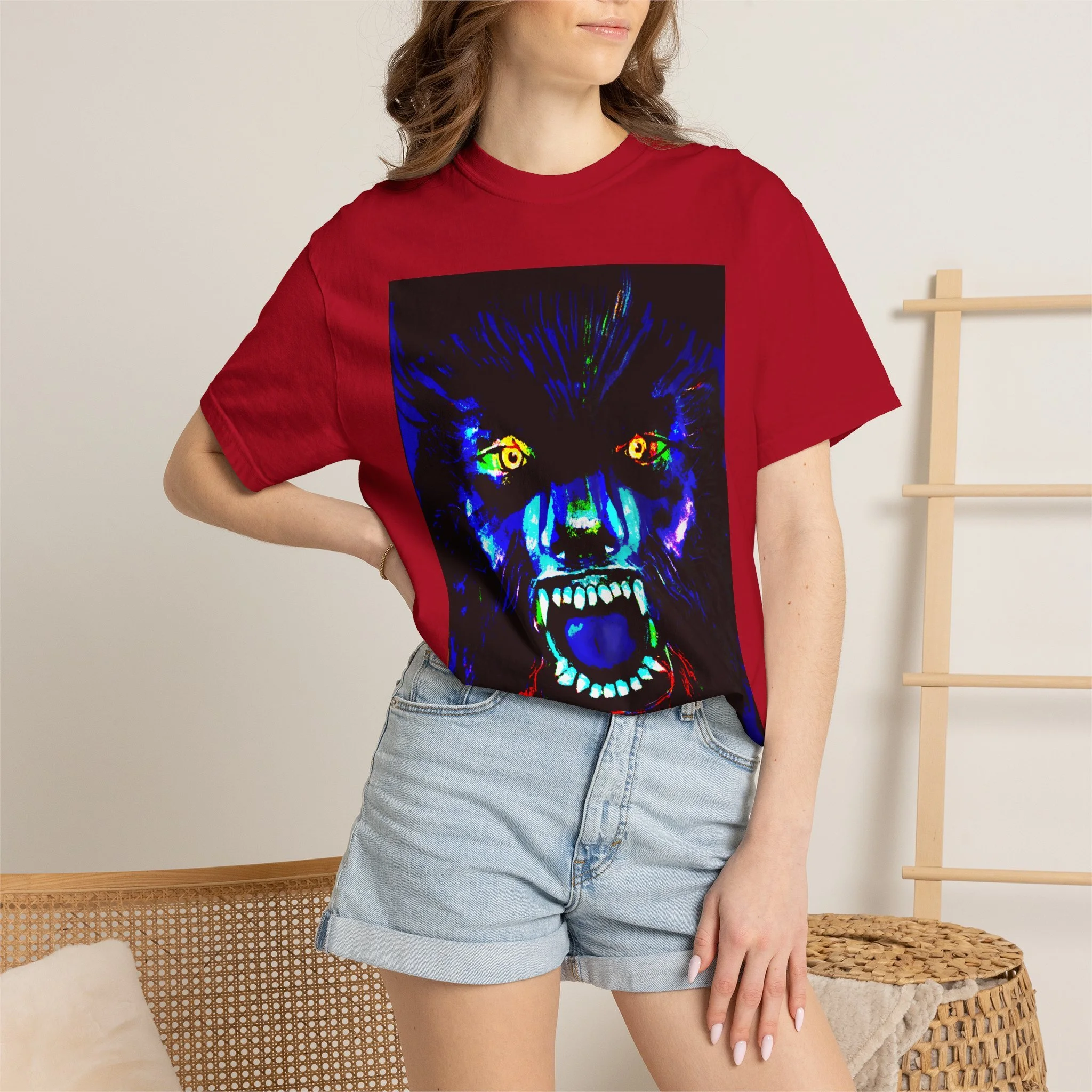 Werewolf Graphic T-Shirt — Neon Horror Monster Tee