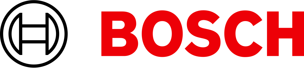 Logotipo di Bosch con scritta rossa su sfondo nero.