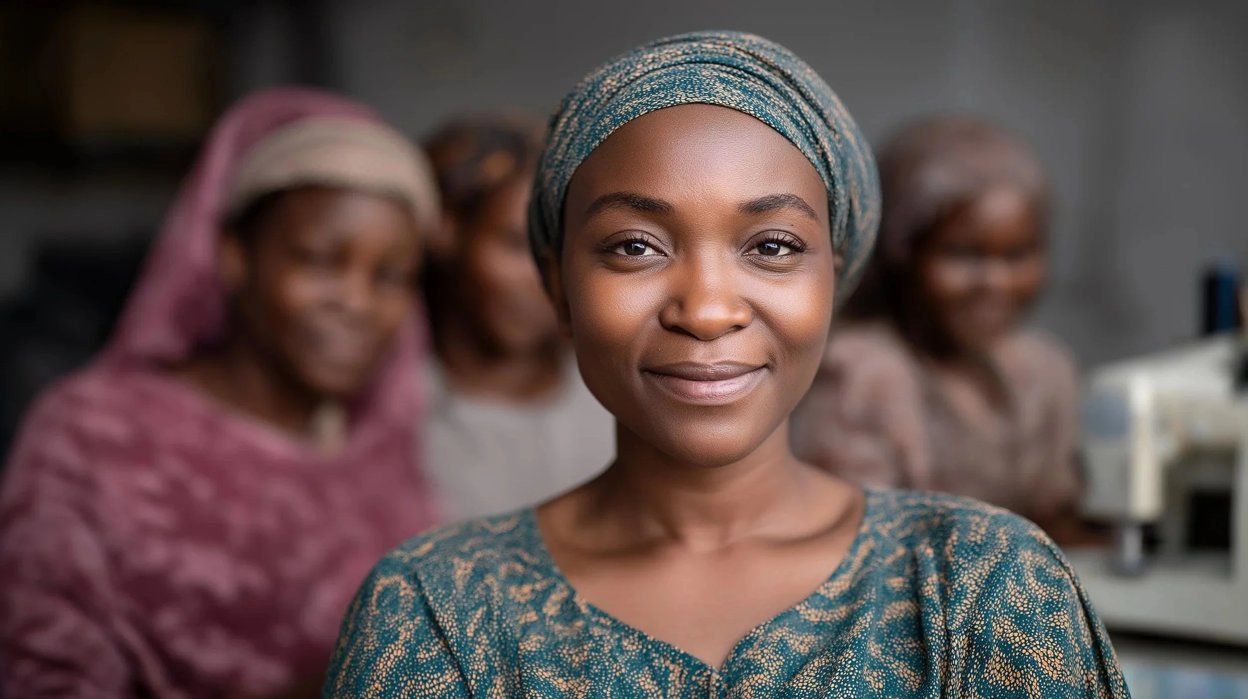 Group of refugee women forming a cooperative sewing business demonstrating economic empowerment