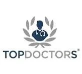 Logo of Top Doctors featuring a medical professional in a white coat with a stethoscope, surrounded by laurel leaves.