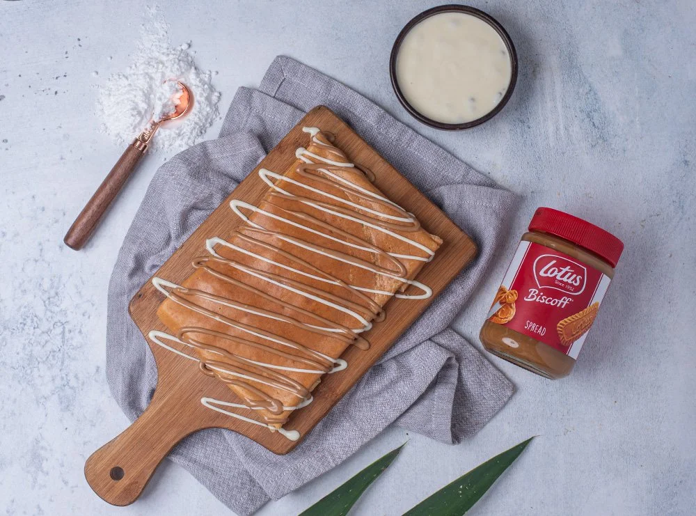 White chocolate and lotus crepe