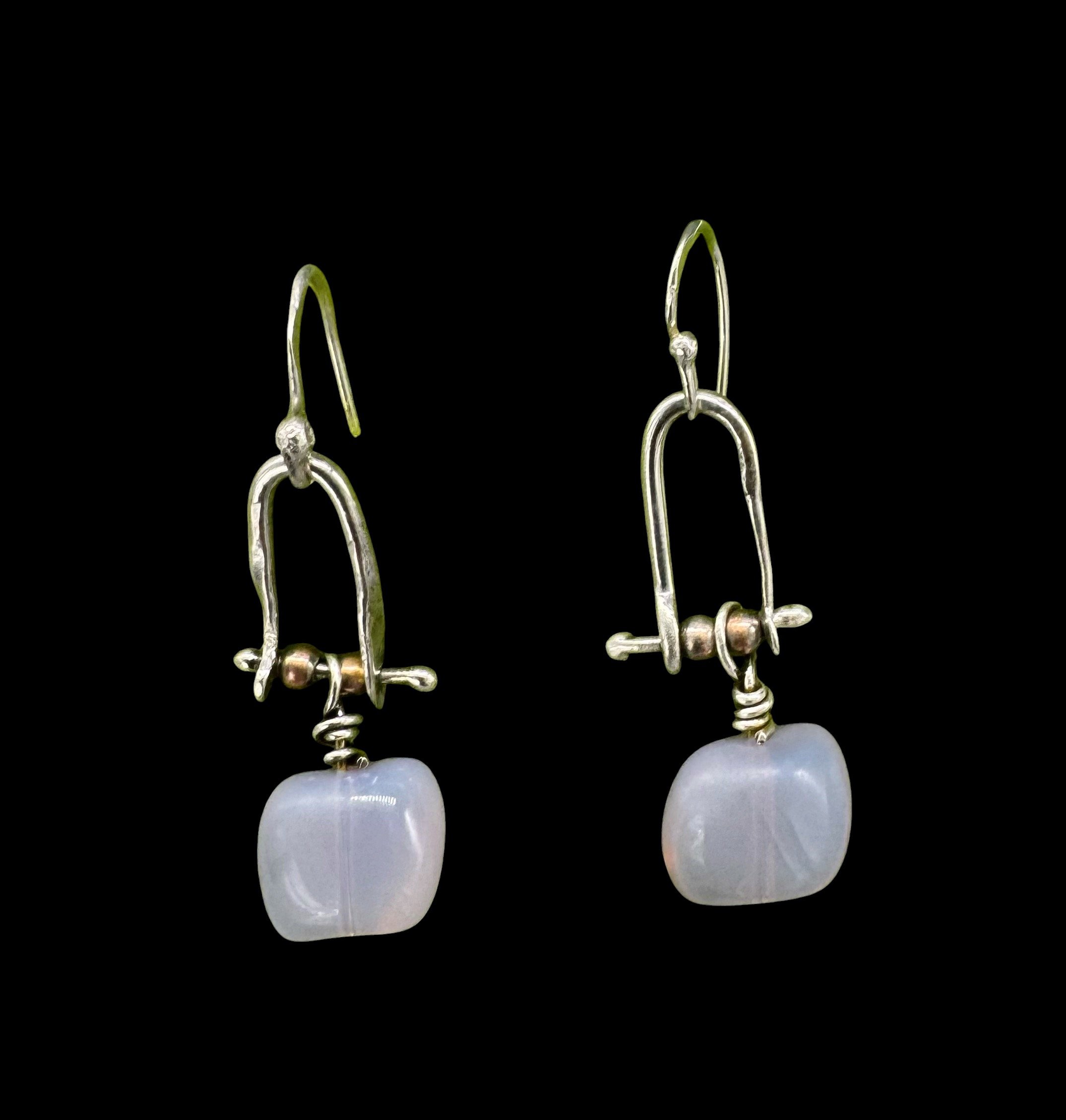 Chalcedony Drops in Sterling
